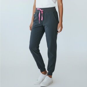 Figs Charcoal Scrubs with Pink Drawstring size S/P Joggers